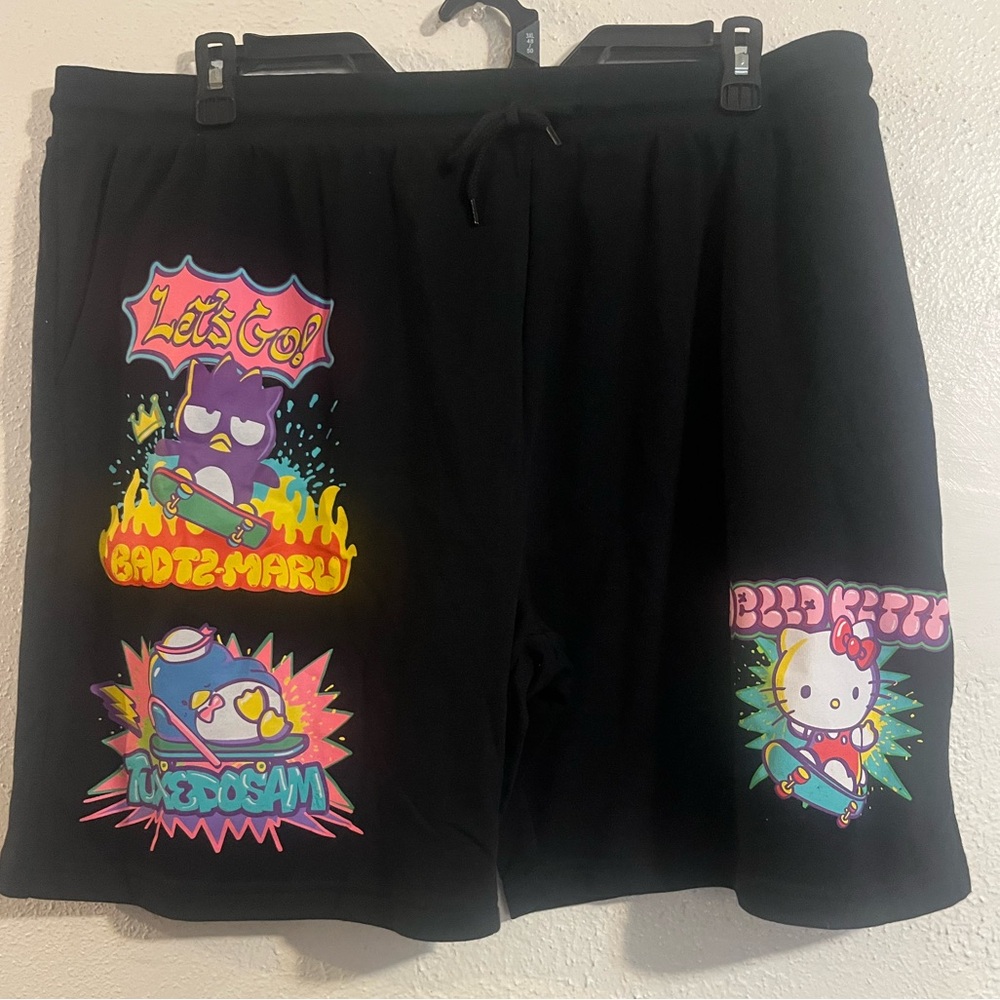 New! Men’s Hello Kitty and Friends Graphic Black Shorts - Picture 5 of 9